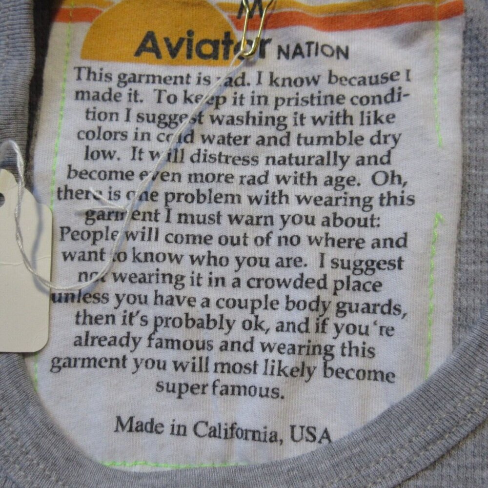 Aviator Nation Gray Long Sleeve Lightning Bolt Tee - Picture 4 of 6